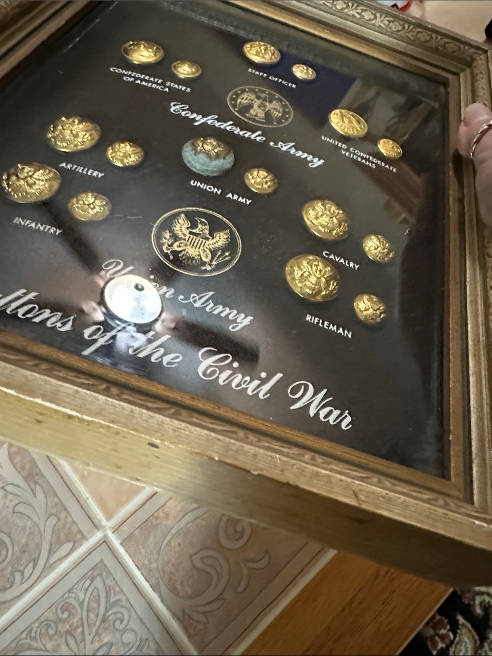 Confederate & Union Army Civil War Button Collection Wall Art - Gold - Picture 9 of 14